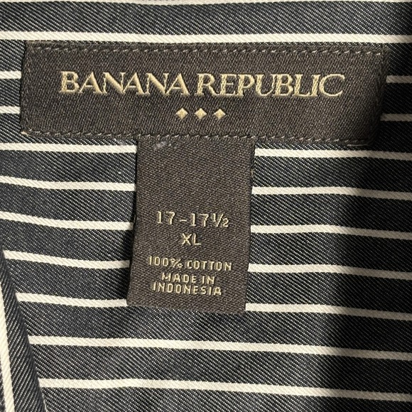 Banana Republic Shirt Mens XL Black White Stripe Button Up Long Sleeve‎ Cotton - Picture 3 of 9